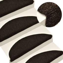 image-vidaXL Self-adhesive Stair Mats 15pcs Dark Brown 56x17x3cm Needle Punch