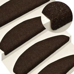 image-vidaXL Self-adhesive Stair Mats 15pcs Dark Brown 56x17x3cm Needle Punch
