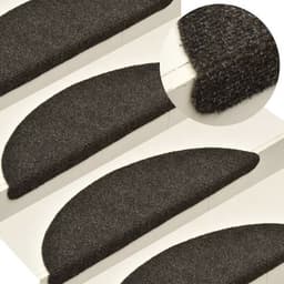 image-vidaXL Self-adhesive Stair Mats 15pcs Dark Brown 56x17x3cm Needle Punch