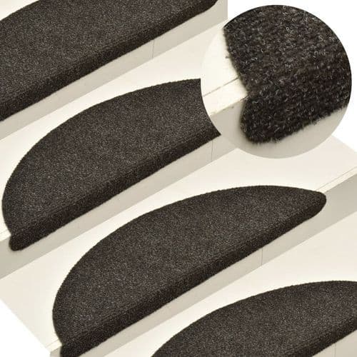 image-vidaXL Self-adhesive Stair Mats 15pcs Dark Brown 56x17x3cm Needle Punch