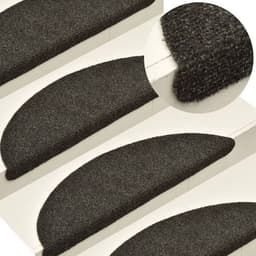 image-vidaXL Self-adhesive Stair Mats 15pcs Dark Brown 56x17x3cm Needle Punch