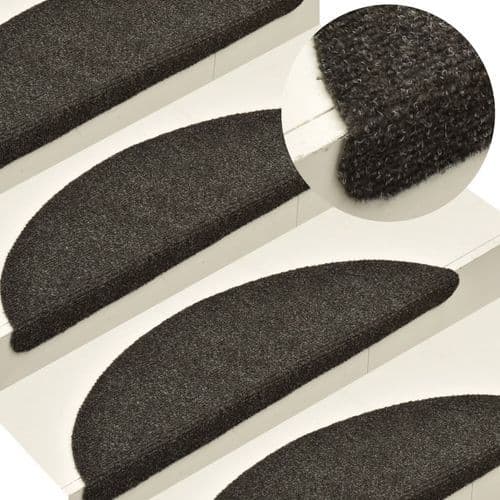 image-vidaXL Self-adhesive Stair Mats 15pcs Dark Brown 56x17x3cm Needle Punch