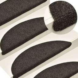 image-vidaXL Self-adhesive Stair Mats 15pcs Dark Brown 56x17x3cm Needle Punch
