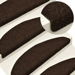 image-vidaXL Self-adhesive Stair Mats 15pcs Dark Brown 56x17x3cm Needle Punch