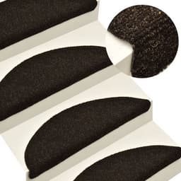 image-vidaXL Self-adhesive Stair Mats 15pcs Dark Brown 56x17x3cm Needle Punch