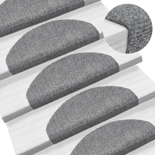 image-vidaXL Self-adhesive Stair Mats 15pcs Dark Brown 56x17x3cm Needle Punch