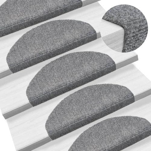 image-vidaXL Self-adhesive Stair Mats 15pcs Dark Brown 56x17x3cm Needle Punch