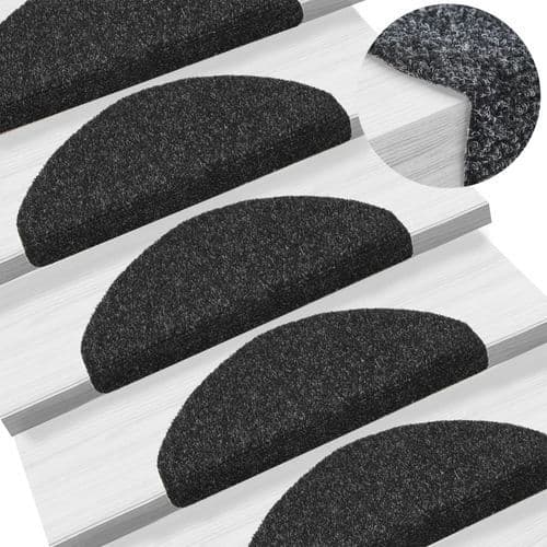 image-vidaXL Self-adhesive Stair Mats 15pcs Dark Brown 56x17x3cm Needle Punch