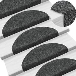 image-vidaXL Self-adhesive Stair Mats 15pcs Dark Brown 56x17x3cm Needle Punch