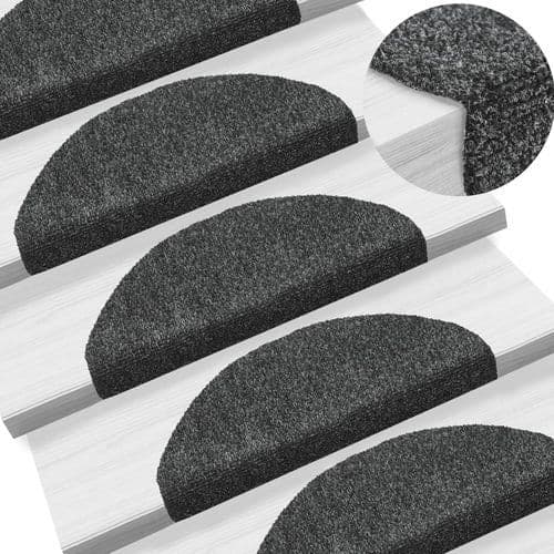 image-vidaXL Self-adhesive Stair Mats 15pcs Dark Brown 56x17x3cm Needle Punch