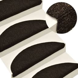 image-vidaXL Self-adhesive Stair Mats 15pcs Dark Brown 56x17x3cm Needle Punch