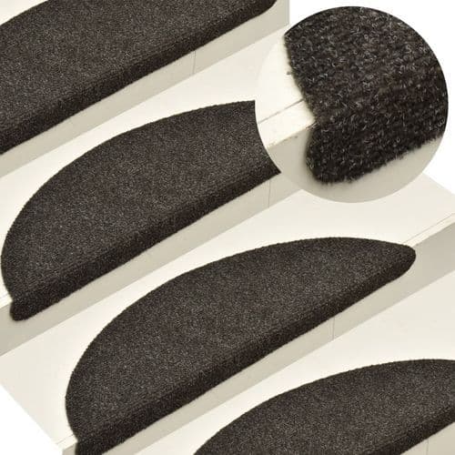 image-vidaXL Self-adhesive Stair Mats 15pcs Dark Brown 56x17x3cm Needle Punch