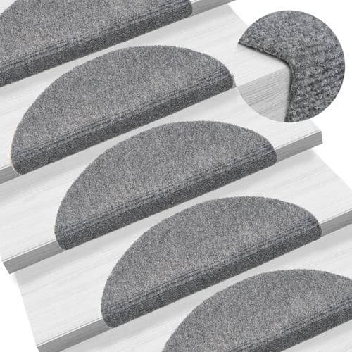 image-vidaXL Self-adhesive Stair Mats 15pcs Dark Brown 56x17x3cm Needle Punch