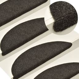 image-vidaXL Self-adhesive Stair Mats 15pcs Dark Brown 56x17x3cm Needle Punch