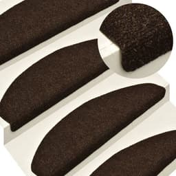 image-vidaXL Self-adhesive Stair Mats 15pcs Dark Brown 56x17x3cm Needle Punch