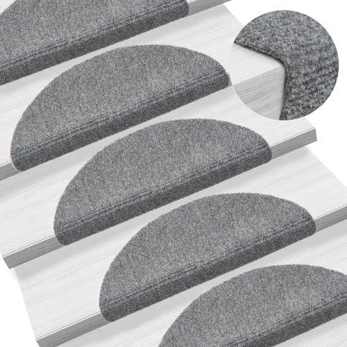 image-vidaXL Self-adhesive Stair Mats 15pcs Dark Brown 56x17x3cm Needle Punch