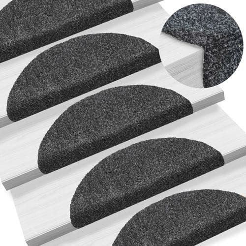 image-vidaXL Self-adhesive Stair Mats 15pcs Dark Brown 56x17x3cm Needle Punch