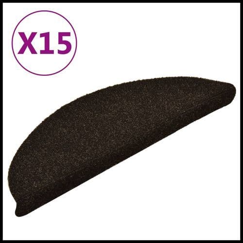 image-vidaXL Self-adhesive Stair Mats 15pcs Dark Brown 56x17x3cm Needle Punch