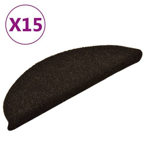 image-vidaXL Self-adhesive Stair Mats 15pcs Dark Brown 56x17x3cm Needle Punch