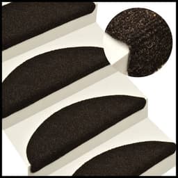 image-vidaXL Self-adhesive Stair Mats 15pcs Dark Brown 56x17x3cm Needle Punch