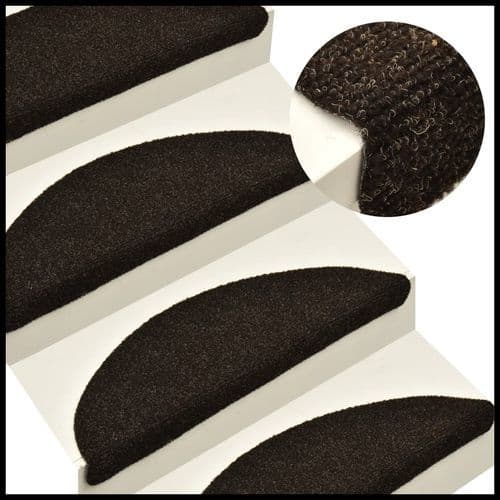 image-vidaXL Self-adhesive Stair Mats 15pcs Dark Brown 56x17x3cm Needle Punch