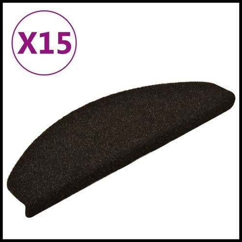 image-vidaXL Self-adhesive Stair Mats 15pcs Dark Brown 56x17x3cm Needle Punch