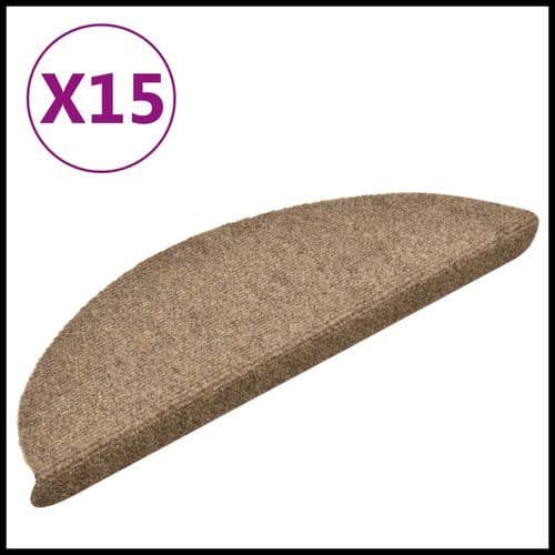 image-vidaXL Self-adhesive Stair Mats 15pcs Dark Brown 56x17x3cm Needle Punch