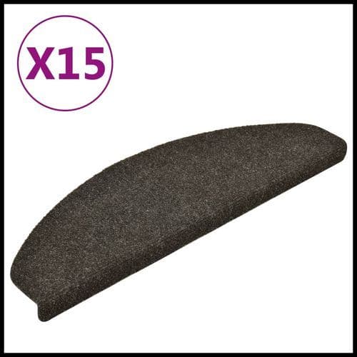 image-vidaXL Self-adhesive Stair Mats 15pcs Dark Brown 56x17x3cm Needle Punch