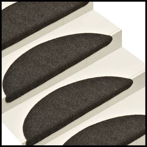 image-vidaXL Self-adhesive Stair Mats 15pcs Dark Brown 56x17x3cm Needle Punch