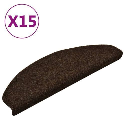 image-vidaXL Self-adhesive Stair Mats 15pcs Dark Brown 56x17x3cm Needle Punch