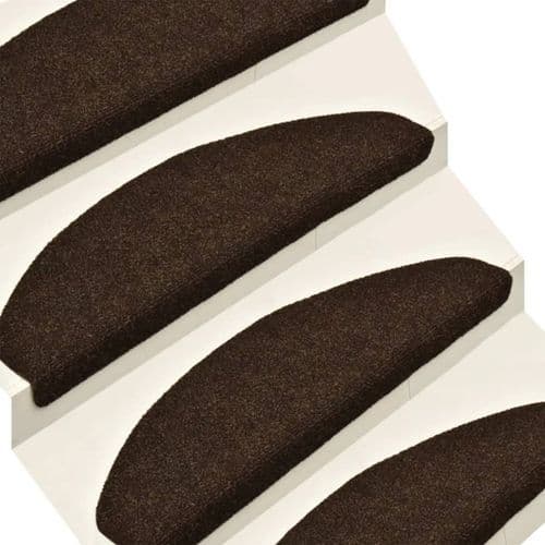 image-vidaXL Self-adhesive Stair Mats 15pcs Dark Brown 56x17x3cm Needle Punch