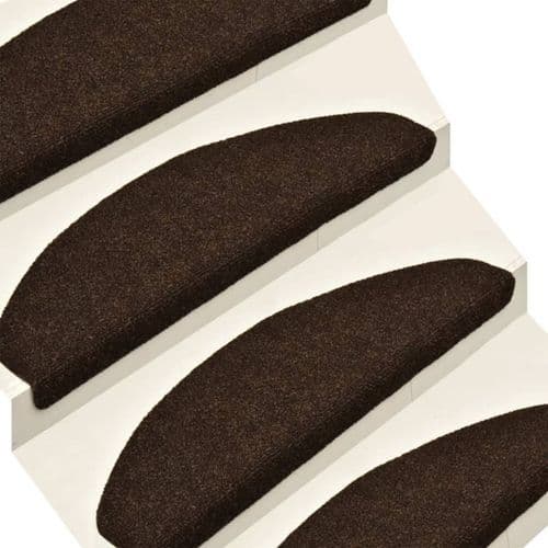 image-vidaXL Self-adhesive Stair Mats 15pcs Dark Brown 56x17x3cm Needle Punch