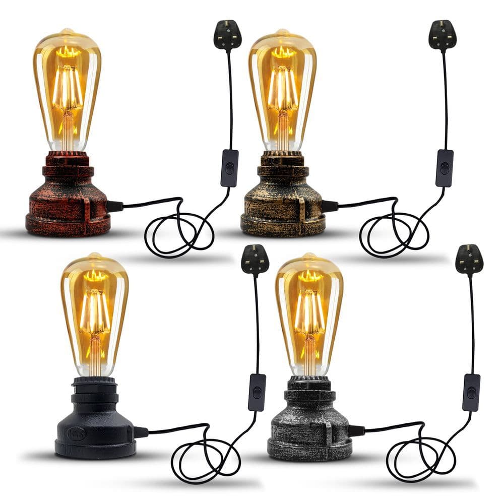 image-Vintage Industrial Table Lamp Desk Lamp Holder Retro Water Pipe Style E27 60W