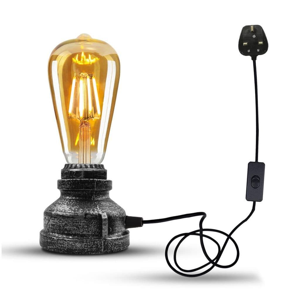 image-Vintage Industrial Table Lamp Desk Lamp Holder Retro Water Pipe Style E27 60W