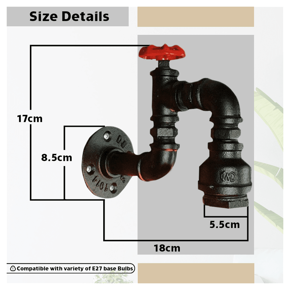 image-Black Vintage Retro Lamp WallLight E27 60W Dimmable Non Dimmable Bulb