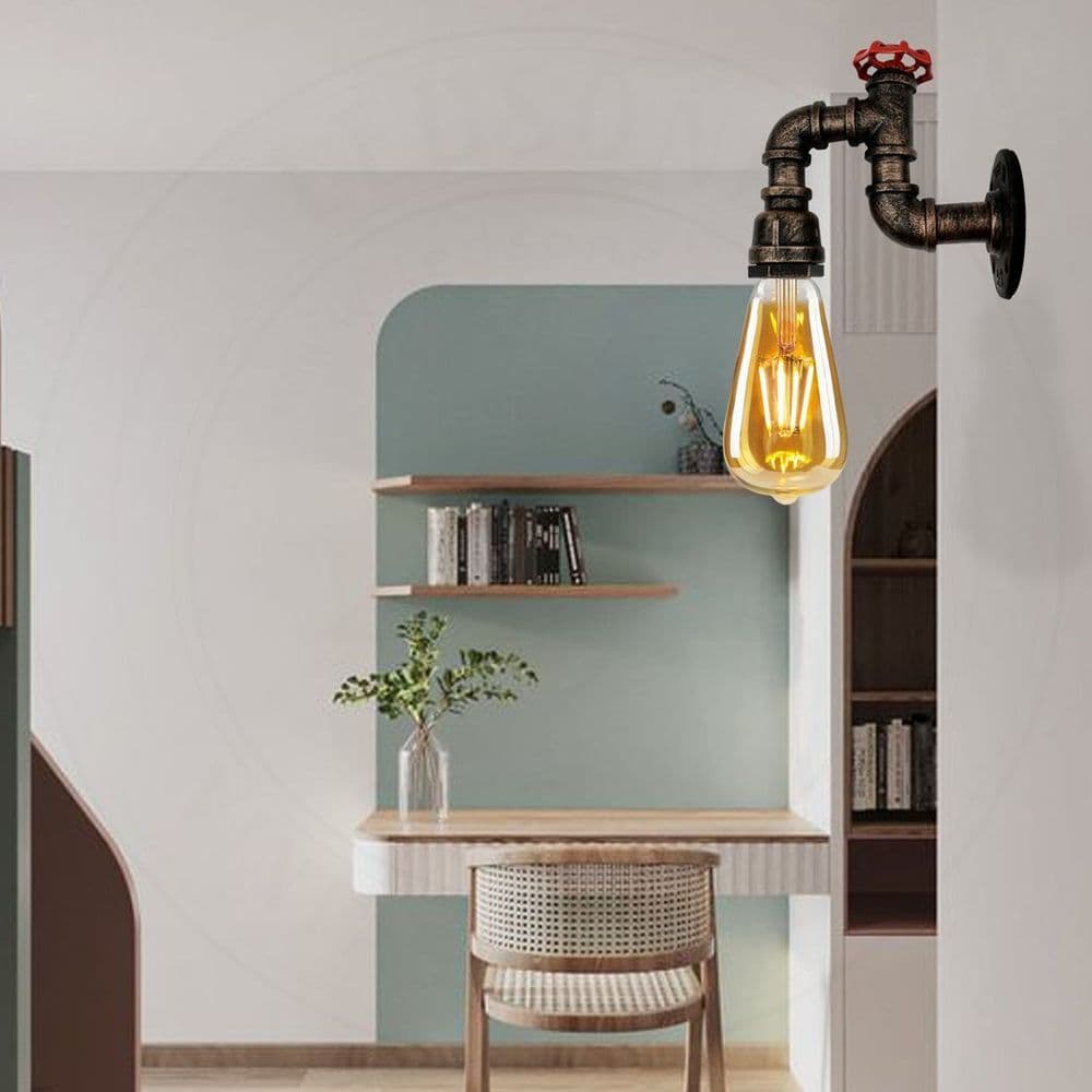 image-Brushed Copper Vintage Retro Lamp WallLight E27 60W Dimmable Non Dimmable Bulb