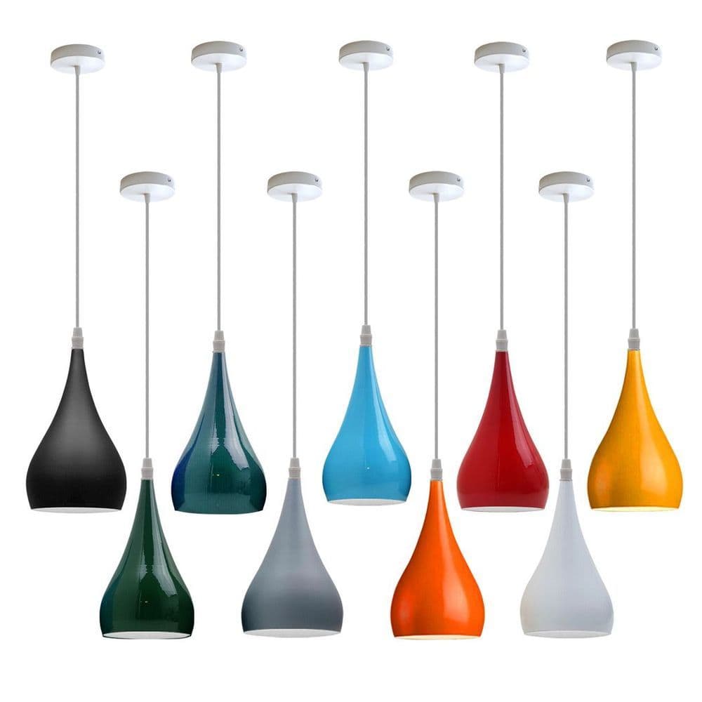 image-Metal E27 Teardrop Pendant Light Modern Industrial Hanging Light Fixture
