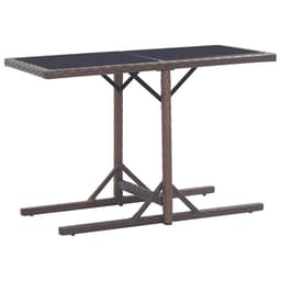 image-Garden Table Black 110x53x72 cm Glass and Poly Rattan