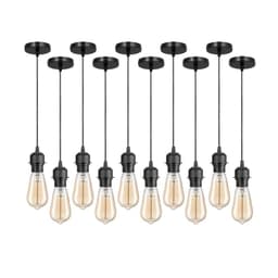 image-10 Pack Industrial Pendant Light, Lampshade Addable E27 Lamp Holder Light, E27 UK Holder Fitting Set With PVC Cable
