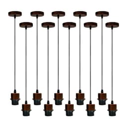 image-10 Pack Industrial Pendant Light, Lampshade Addable E27 Lamp Holder Light, E27 UK Holder Fitting Set With PVC Cable