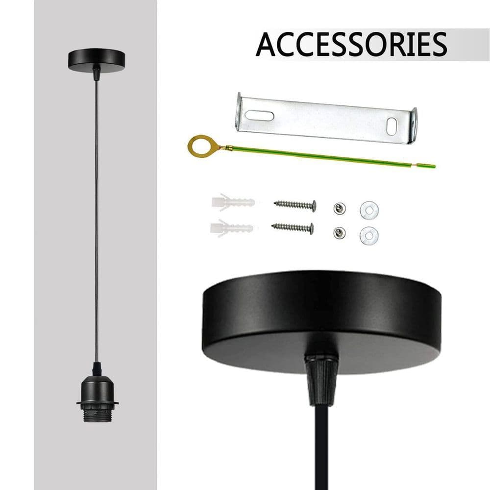 image-5 Pack Industrial French Gold Pendant Light, Lampshade Addable E27 Lamp Holder Light, E27 UK Holder Set With PVC Cable.