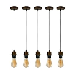 image-5 Pack Industrial Brushed Copper Pendant Light, Lampshade Addable E27 Lamp Holder Light,