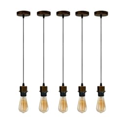 image-5 Pack Industrial Brushed Copper Pendant Light, Lampshade Addable E27 Lamp Holder Light,