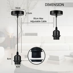 image-5 Pack Industrial French Gold Pendant Light, Lampshade Addable E27 Lamp Holder Light, E27 UK Holder Set With PVC Cable.