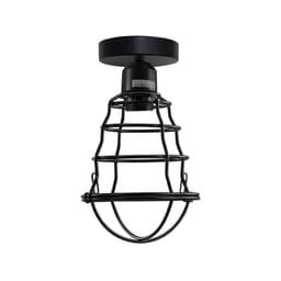 image-Vintage Industrial Geometric Shaped Wire Cage Ceiling Light Metal Round Ceiling Rose E27 Light 60W Lighting Bulb Holder
