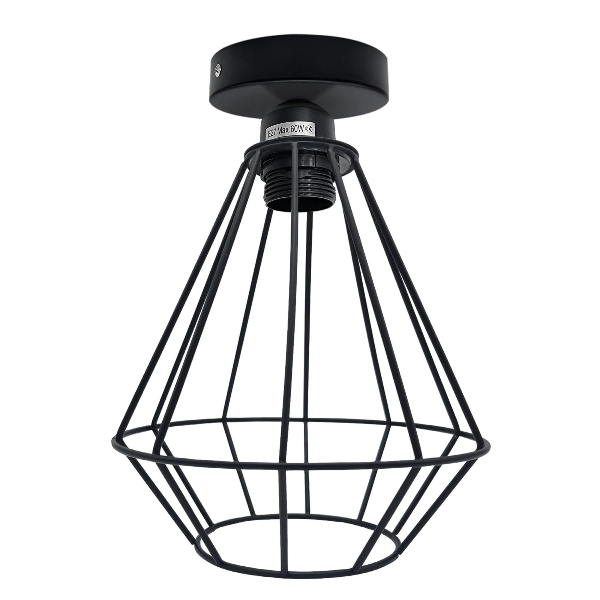 image-Vintage Industrial Geometric Diamond Shaped E27 Light Fitting 60W Lighting Bulb Holder