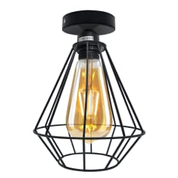 image-Vintage Wire Cage Ceiling Light Metal Round Ceiling Rose E27 Light Fitting 60W Lighting Bulb Holder