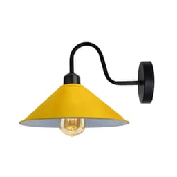 image-Yellow Vintage Wall Light Fixture,Black Wall Sconce E27 Base Socket Screw Wall Mounted Swan Neck Cone Shape Shade