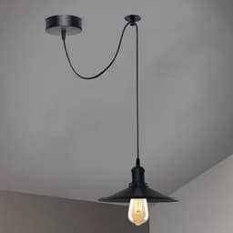 image-Black Vintage Cone shaped shade Ceiling Pendant Light Fitting with Adjustable Cord Light Fixture