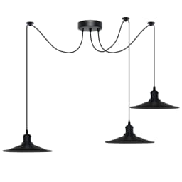 image-Black Vintage 3 Head Cone shaped shade Ceiling Pendant Light Fitting with Adjustable Cord Hanging Light Fixture